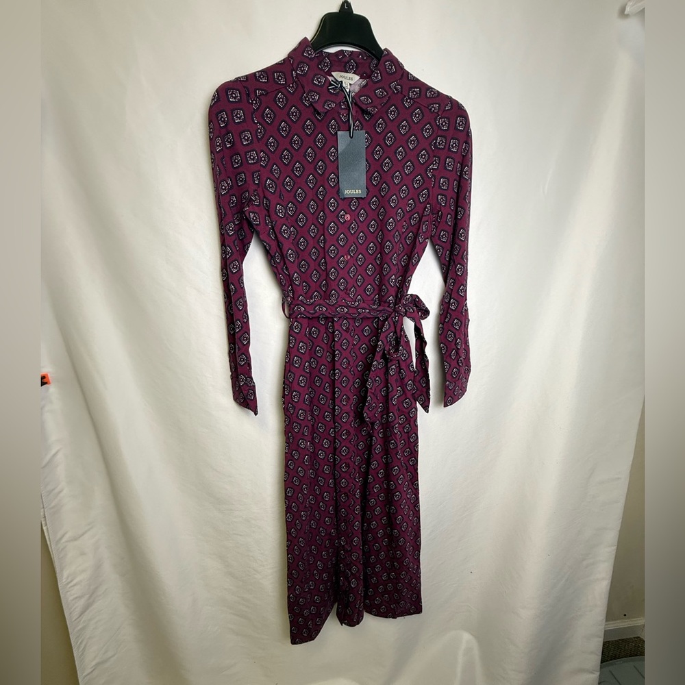 Joules Theodora Burgundy Red Jersey Shirt Dress NWT US sz 8 - Picture 2 of 4